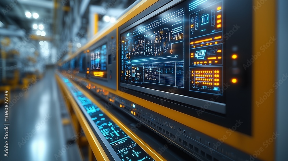 Aufkleber advanced data center featuring futuristic digital panels and high-tech innovation, showcasing a glow