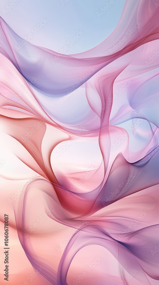 Aufkleber abstract flowing shapes in soft pastel colors create a serene and calming visual effect.