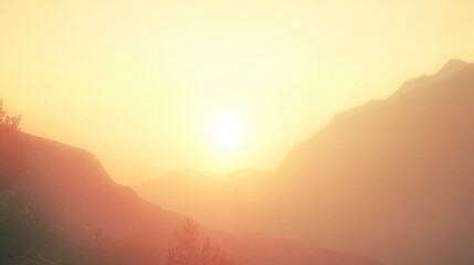 Obraz premium Golden sunrise tranquil mountain silhouette