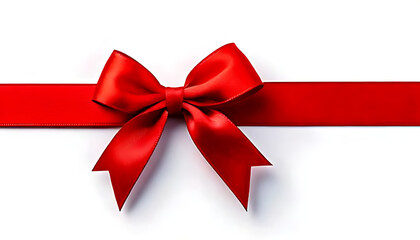 bright red bow tied long strip ribbon