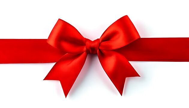 bright red bow tied long strip ribbon