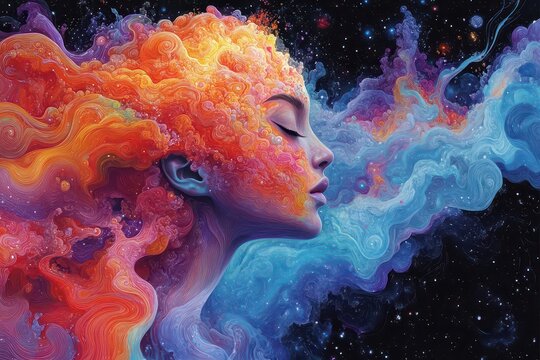 bursting creativity visual with a brain exploding in vivid colors and patterns representing imagination and the power of ideas