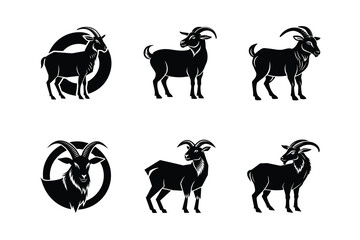Vector Art of Goats, A Unique Collection of Horned goats Logos and Silhouettes