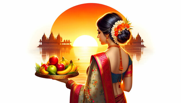 Traditional indian culture festival chhath puja concept background