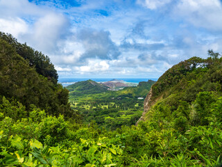 View from hawaiian mountains tropical