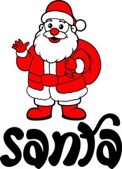 Santa christmas typography clip art design on plain white transparent isolated background for card, shirt, hoodie, sweatshirt, apparel, card, tag, mug, icon, poster or badge
