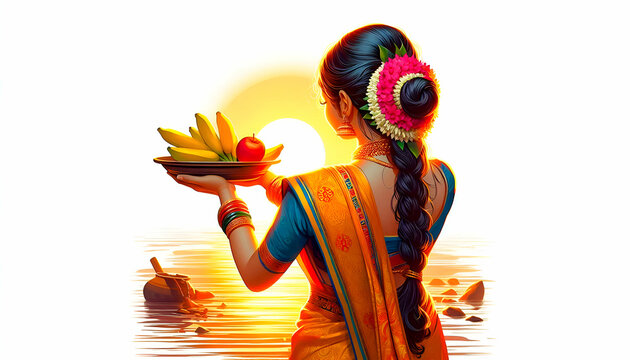 Traditional indian culture festival chhath puja concept background