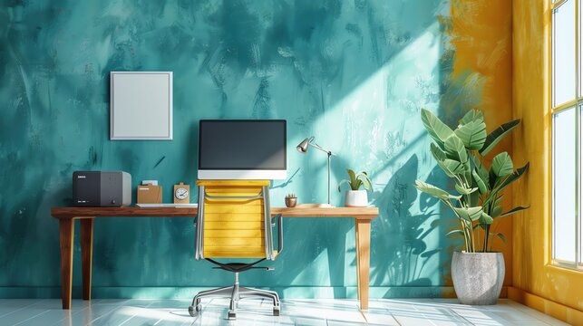 Modern workspace illustration with ample copy space