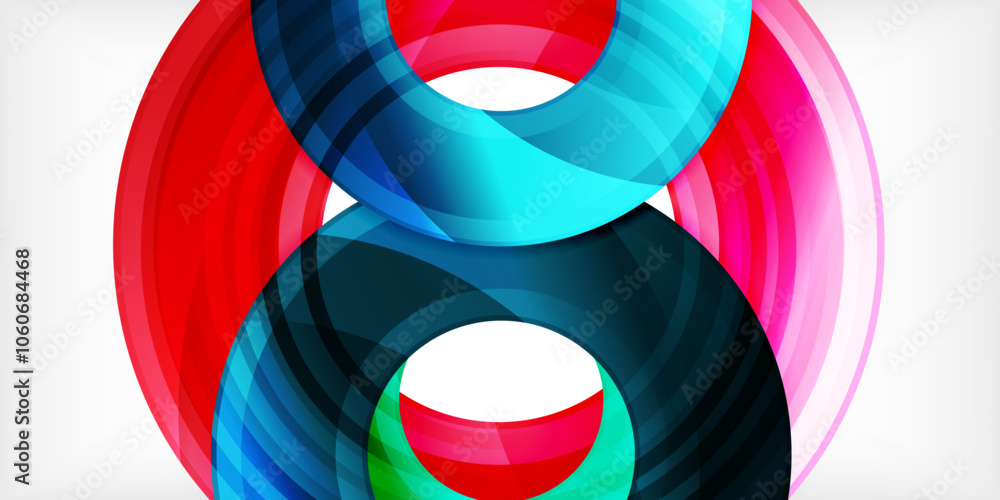 Poster bright colorful circles with light effects. abstract background