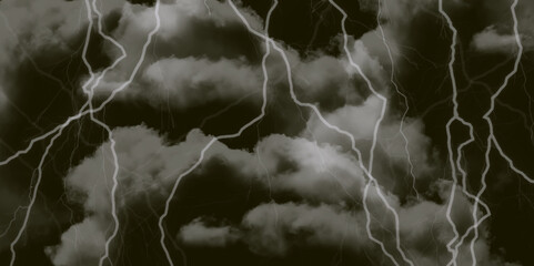 Lightning bolt. thunder lighting on black sky. 3d illustration, lightning, storm, thunder set. Frame of lightnings on black background 8k. black marble background.