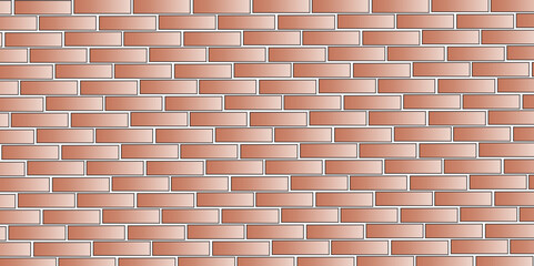 Brick Wall Background. Brown or orange brick wallpaper background. Exterior and interior brick wall texture. Vector illustration, Wall with small red tiles, Pattern of real red brick wall. 