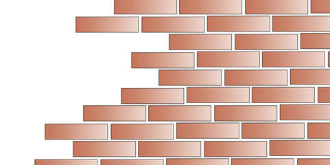 Obraz premium Brick Wall Background. Brown or orange brick wallpaper background. Exterior and interior brick wall texture. Vector illustration, Wall with small red tiles, Pattern of real red brick wall. 