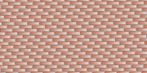 Brick Wall Background. Brown or orange brick wallpaper background. Exterior and interior brick wall texture. Vector illustration, Wall with small red tiles, Pattern of real red brick wall. 