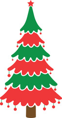 Christmas tree clip art design on plain white transparent isolated background for card, shirt, hoodie, sweatshirt, apparel, card, tag, mug, icon, poster or badge