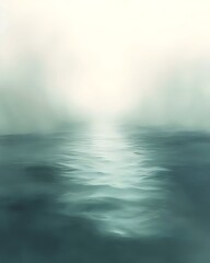Fototapeta premium A serene and ethereal seascape featuring gentle waves reflecting soft light, evoking a sense of tranquility and calmness in soothing shades of teal and blue.