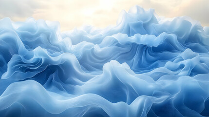 Fototapeta premium Abstract Blue Fabric Waves Illustration