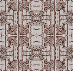 Abstract floral seamless pattern drawn in wood colors.