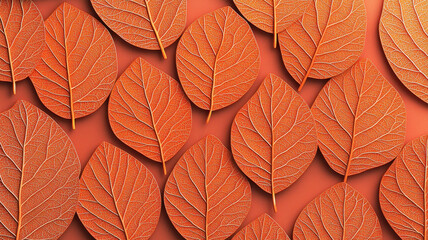 Obraz premium Intricate autumn leaves with vibrant orange hues and detailed textures