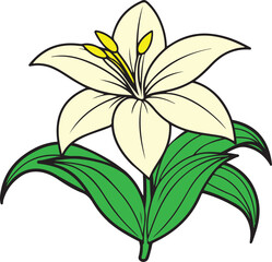 Flower clip art design on plain white transparent isolated background for card, shirt, hoodie, sweatshirt, apparel, card, tag, mug, icon, poster or badge