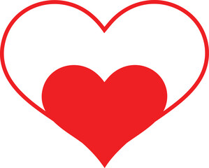 Heart clip art design on plain white transparent isolated background for card, shirt, hoodie, sweatshirt, apparel, tag, mug, icon, poster or badge