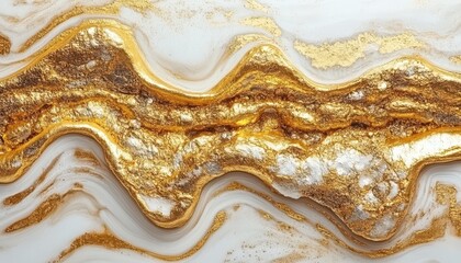 Fototapeta premium Elegant gold metallic marble with watercolor background showcasing abstract design