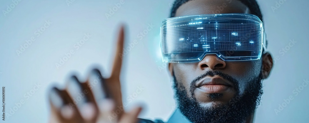 Aufkleber futuristic scene investigation - forensic experts navigating intricate high-tech holograms in virtua