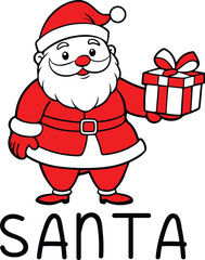 Santa christmas typography clip art design on plain white transparent isolated background for card, shirt, hoodie, sweatshirt, apparel, card, tag, mug, icon, poster or badge