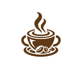 Obraz premium Symbols of coffee cups and mugs isolated on a white background, Color logo and icon design of coffee vector, set of tea and teapot icon