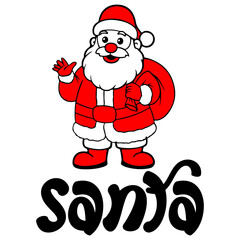 Santa christmas typography clip art design on plain white transparent isolated background for card, shirt, hoodie, sweatshirt, apparel, card, tag, mug, icon, poster or badge