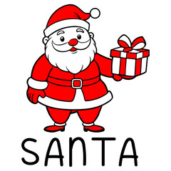 Santa christmas typography clip art design on plain white transparent isolated background for card, shirt, hoodie, sweatshirt, apparel, card, tag, mug, icon, poster or badge