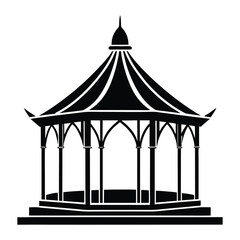 Pavilion vector silhouette with white background