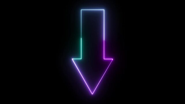 The down arrow features a bold, triangular shape pointing downward. It signifies descent, navigation, and selection, often used to indicate options or downward movement in interfaces.