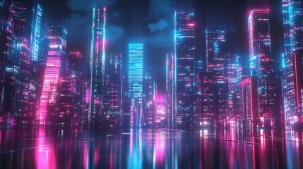 Fototapeta premium Neon Cityscape at Night