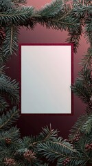 Fototapeta premium Festive frame with pine branches and space for text