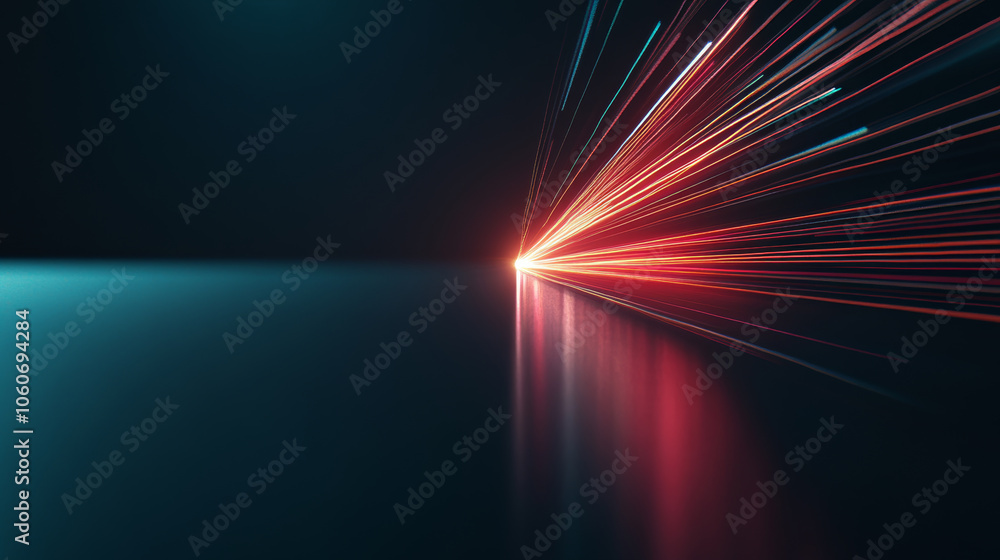 Poster abstract light trails in motion create dynamic visual effect, showcasing vibrant red and blue colors