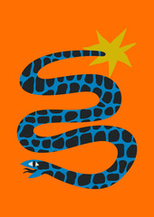 Сolorful hand draw Snake.  Chinese New Year 2025. Trendy style. Vector illustration. Isolated © bosotochka