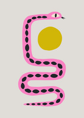 Сolorful hand draw Snake.  Chinese New Year 2025. Trendy style. Vector illustration. Isolated © bosotochka