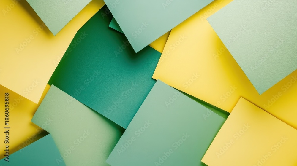 Poster a close-up of overlapping yellow and green squares, creating a geometric pattern.