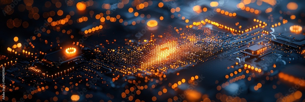 Poster illuminated circuit board with orange leds