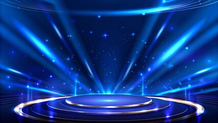 Blue Stage with Spotlight and Gold Trim