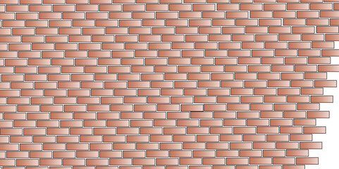 Brick Wall Background. Brown or orange brick wallpaper background. Exterior and interior brick wall texture. Vector illustration, Wall with small red tiles, Pattern of real red brick wall. 