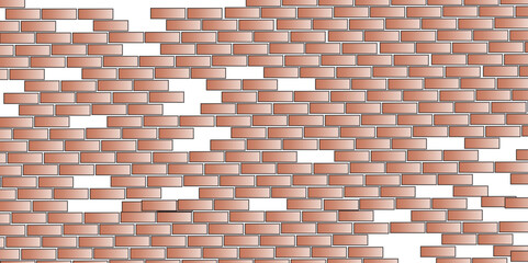 Brick Wall Background. Brown or orange brick wallpaper background. Exterior and interior brick wall texture. Vector illustration, Wall with small red tiles, Pattern of real red brick wall. 