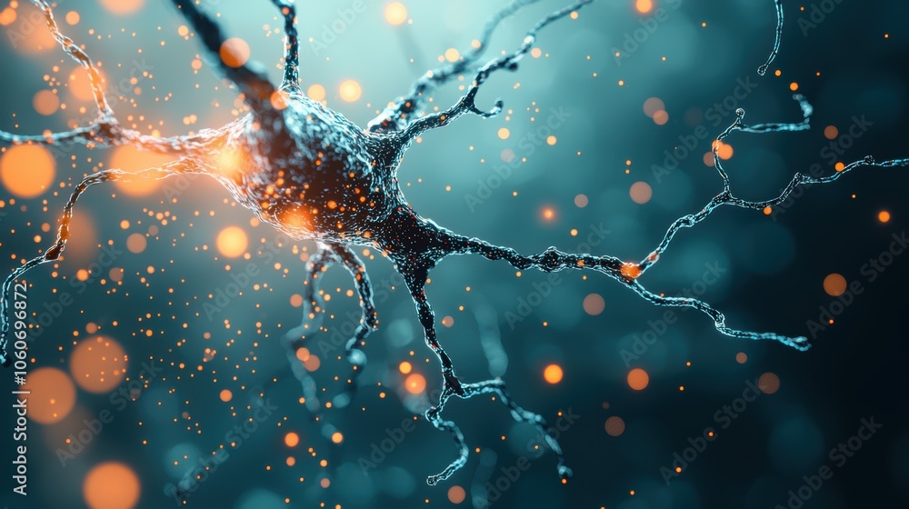 Poster an abstract representation of artificial intelligence, with glowing neural networks expanding and ev