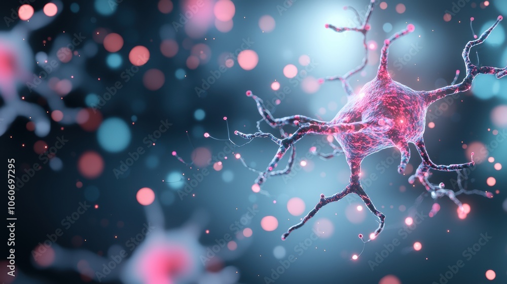 Aufkleber an abstract visualization of a neural network, with glowing nodes interconnected by data pathways, r
