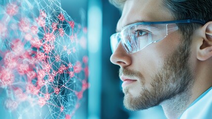 A researcher analyzing data on multiple computer screens, graphs and charts depicting complex information related to their scientific breakthrough.