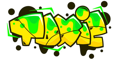 toxic word graffiti text sticker illustration