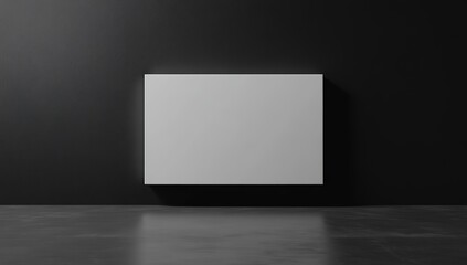 A white rectangle on the wall with a dark background, a mockup template for a TV screen or billboard poster, 3D rendering illustration, Generative Ai 