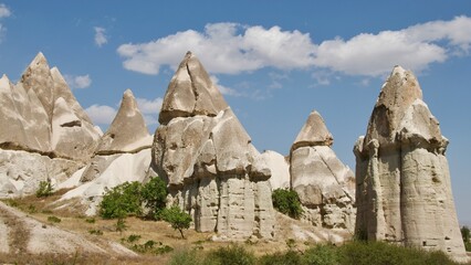Different landscape of tuff formation in Goreme Historical National Park in Cappadocia, Turkey