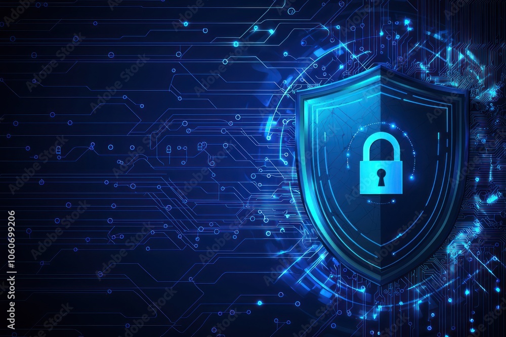 Aufkleber digital security shield with glowing circuitry