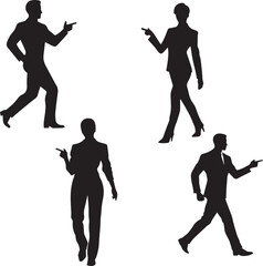 Office people walking silhouette